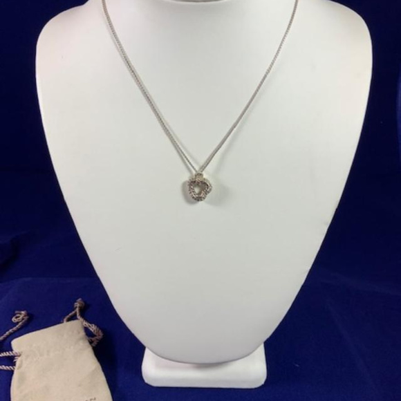 David Yurman 925 Diamond Cable Heart Necklace - Picture 1 of 7